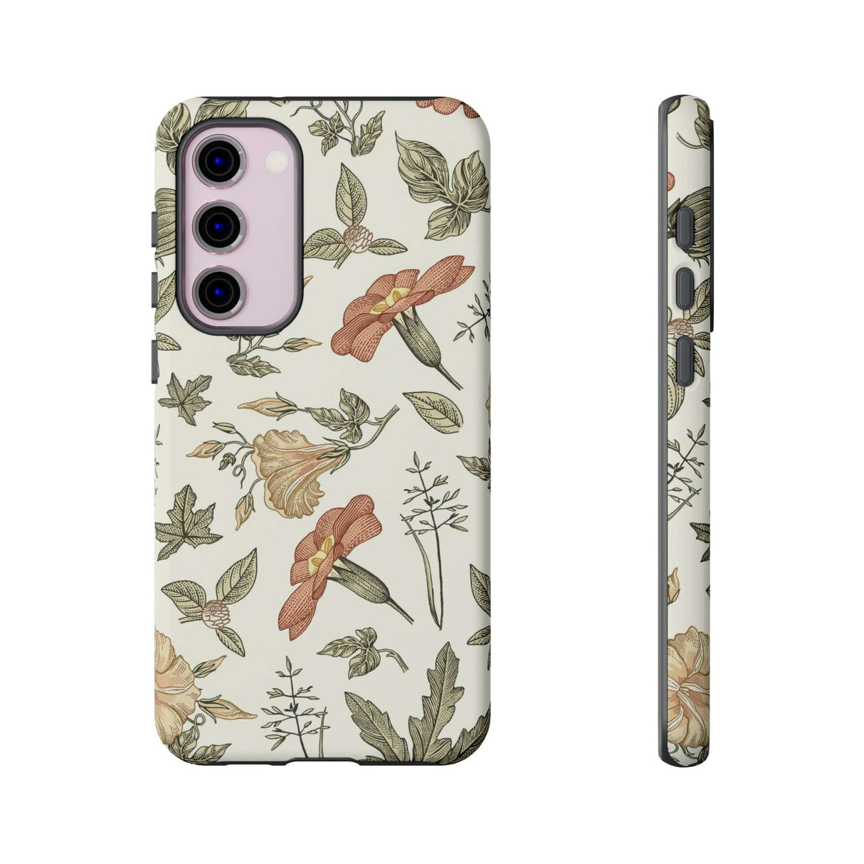 CASEBOB Phone Case Samsung Galaxy S23 Plus / Matte White Vintage Flower Samsung Case (Protective)