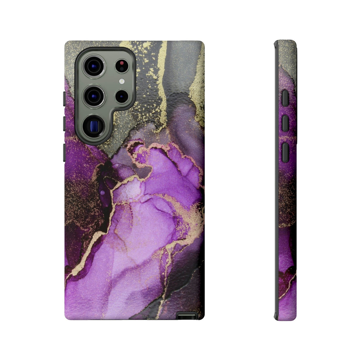 CASEBOB Phone Case Samsung Galaxy S23 Ultra / Matte Purple Marble & Gold Android Case (Protective)