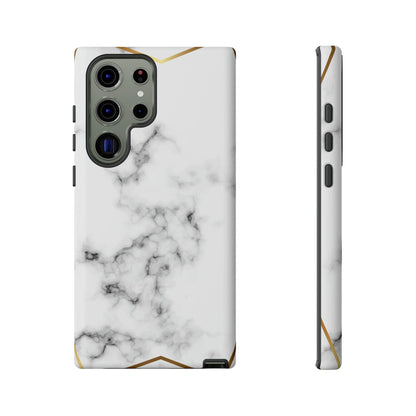 CASEBOB Phone Case Samsung Galaxy S23 Ultra / Matte White Marble Gold Android Case (Protective)