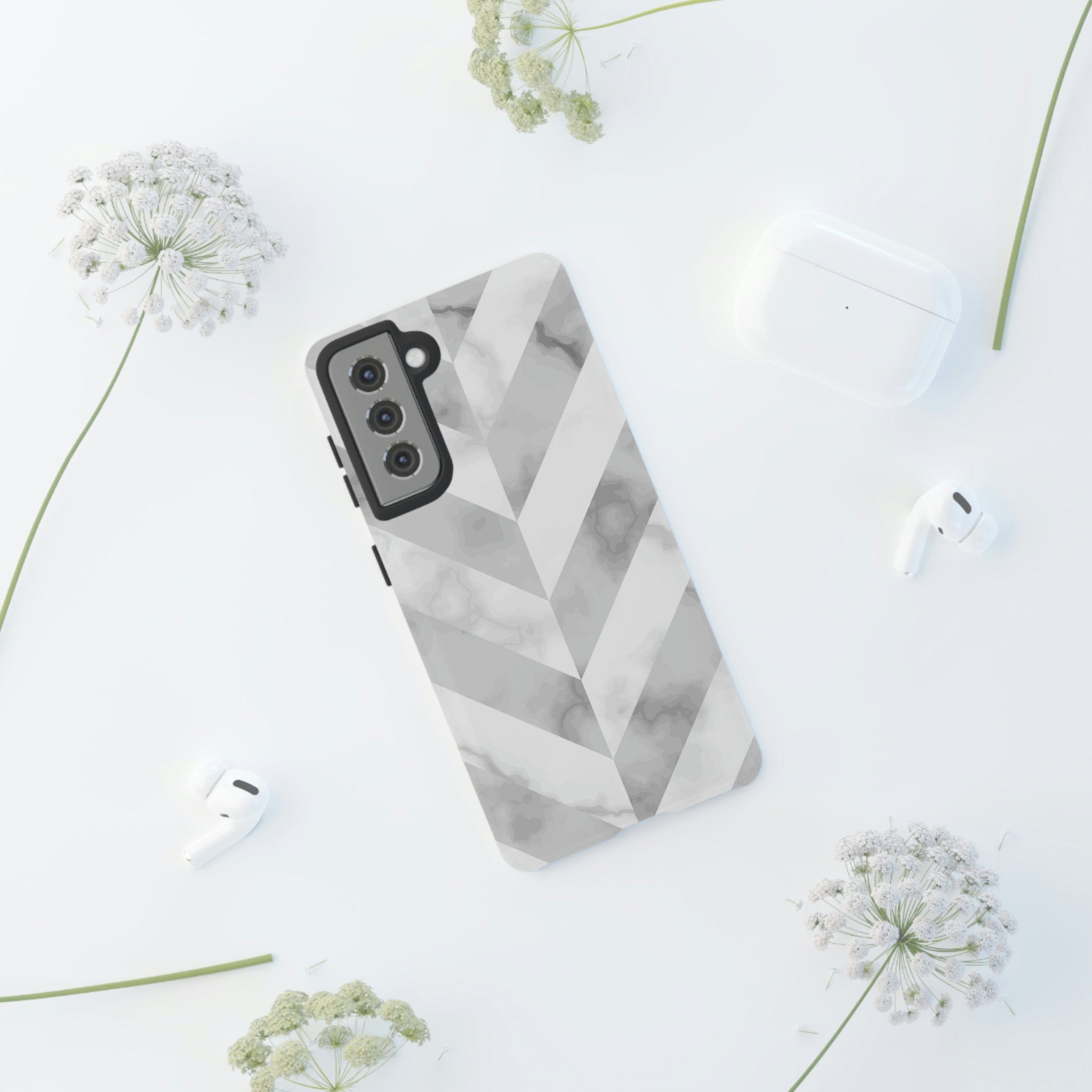 CASEBOB Phone Case White Herringbone Android Case (Protective)