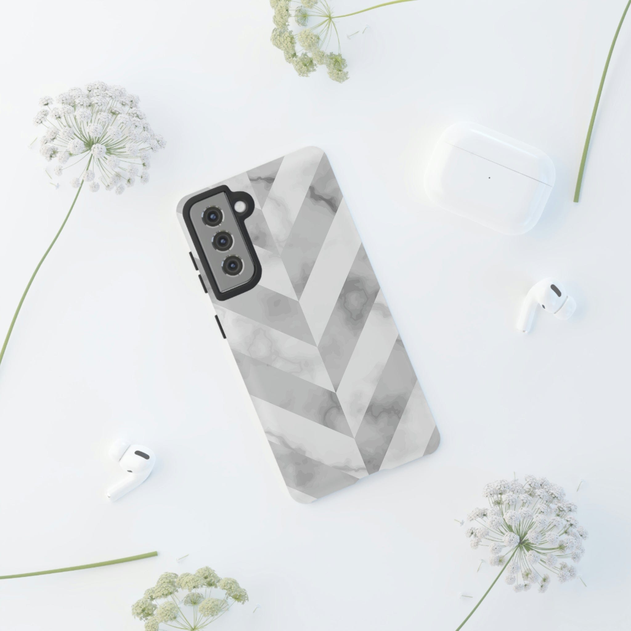 CASEBOB Phone Case White Herringbone Android Case (Protective)