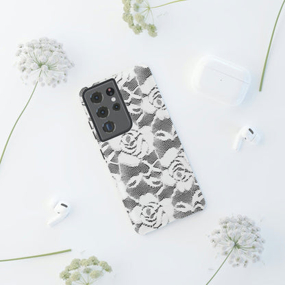 CASEBOB Phone Case White Rose Lace Gothic Flower Samsung Case (Protective)