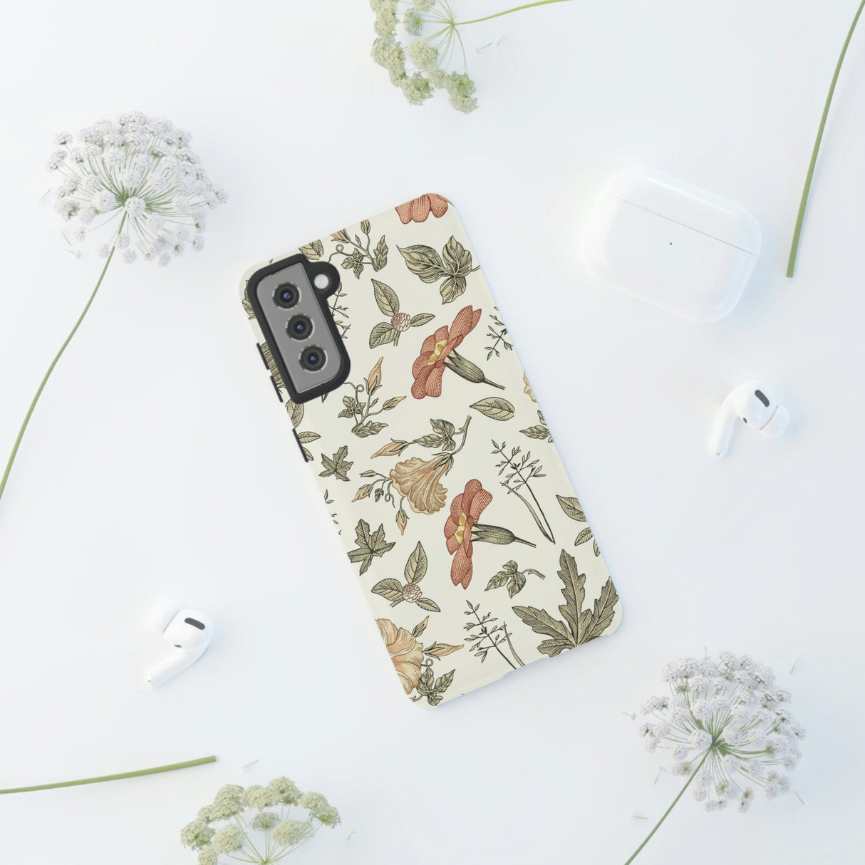 CASEBOB Phone Case White Vintage Flower Samsung Case (Protective)