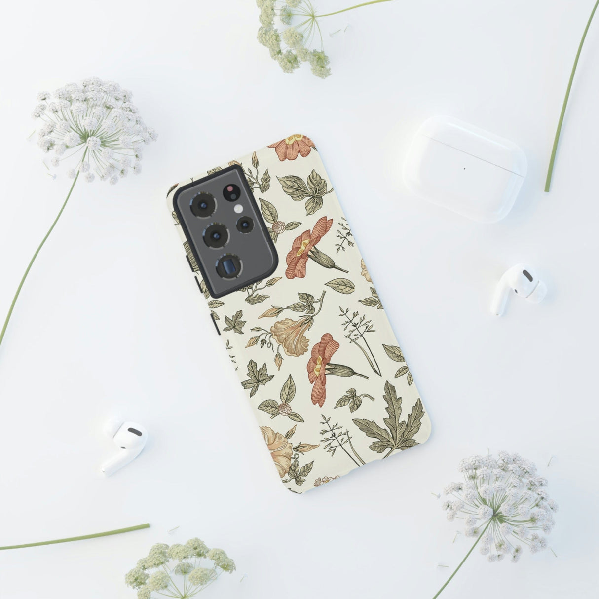 CASEBOB Phone Case White Vintage Flower Samsung Case (Protective)