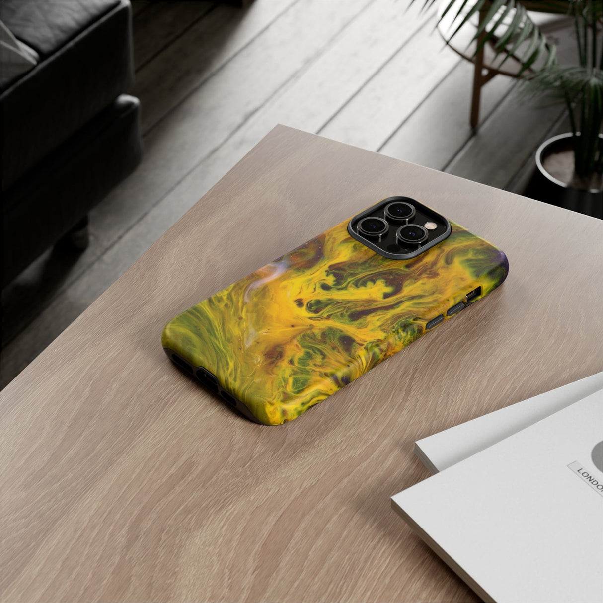 CASEBOB Phone Case Yellow Liquid Ink Art iPhone Case (Protective)