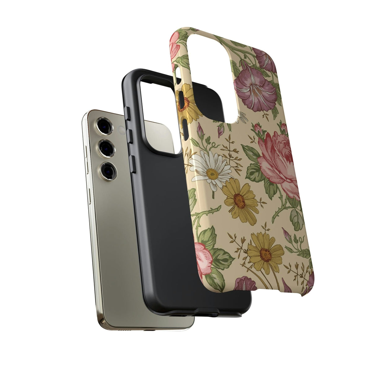 CASEBOB Phone Case Yellow Vintage Flower Samsung Case (Protective)