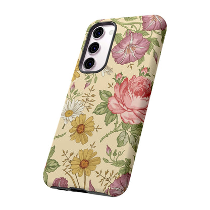 CASEBOB Phone Case Yellow Vintage Flower Samsung Case (Protective)