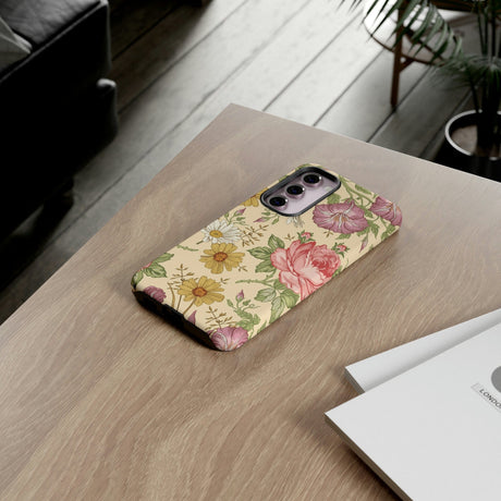 CASEBOB Phone Case Yellow Vintage Flower Samsung Case (Protective)