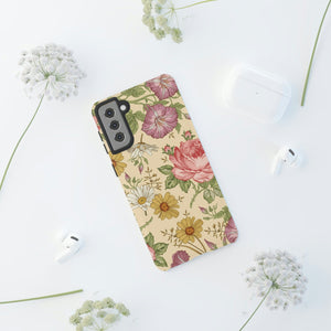 CASEBOB Phone Case Yellow Vintage Flower Samsung Case (Protective)