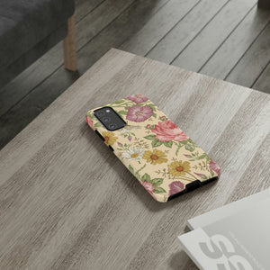 CASEBOB Phone Case Yellow Vintage Flower Samsung Case (Protective)