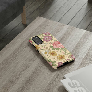 CASEBOB Phone Case Yellow Vintage Flower Samsung Case (Protective)