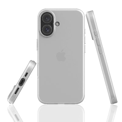 Clear phone case on an iPhone with side views on a white background