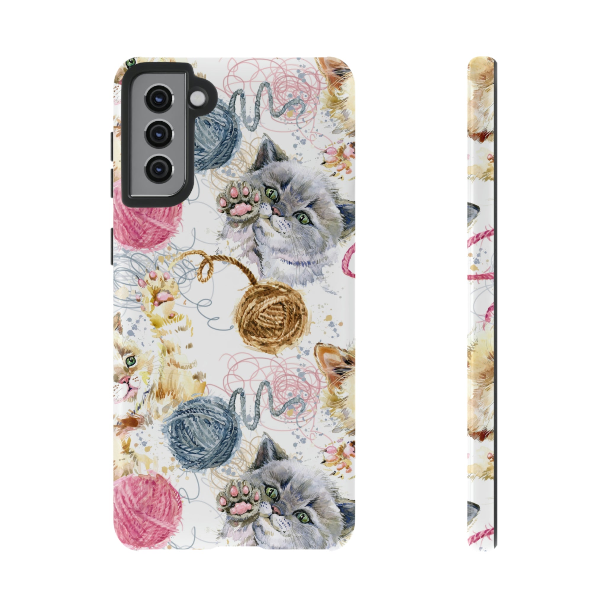 Cute Kitten Pattern Android Case (Protective) Samsung Galaxy S21 Plus Glossy Phone Case