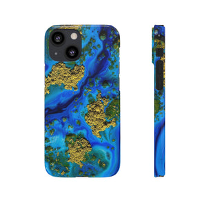 Blue Clear Ocean Ink Art iPhone Case (Slim) iPhone 13 Mini Glossy Phone Case