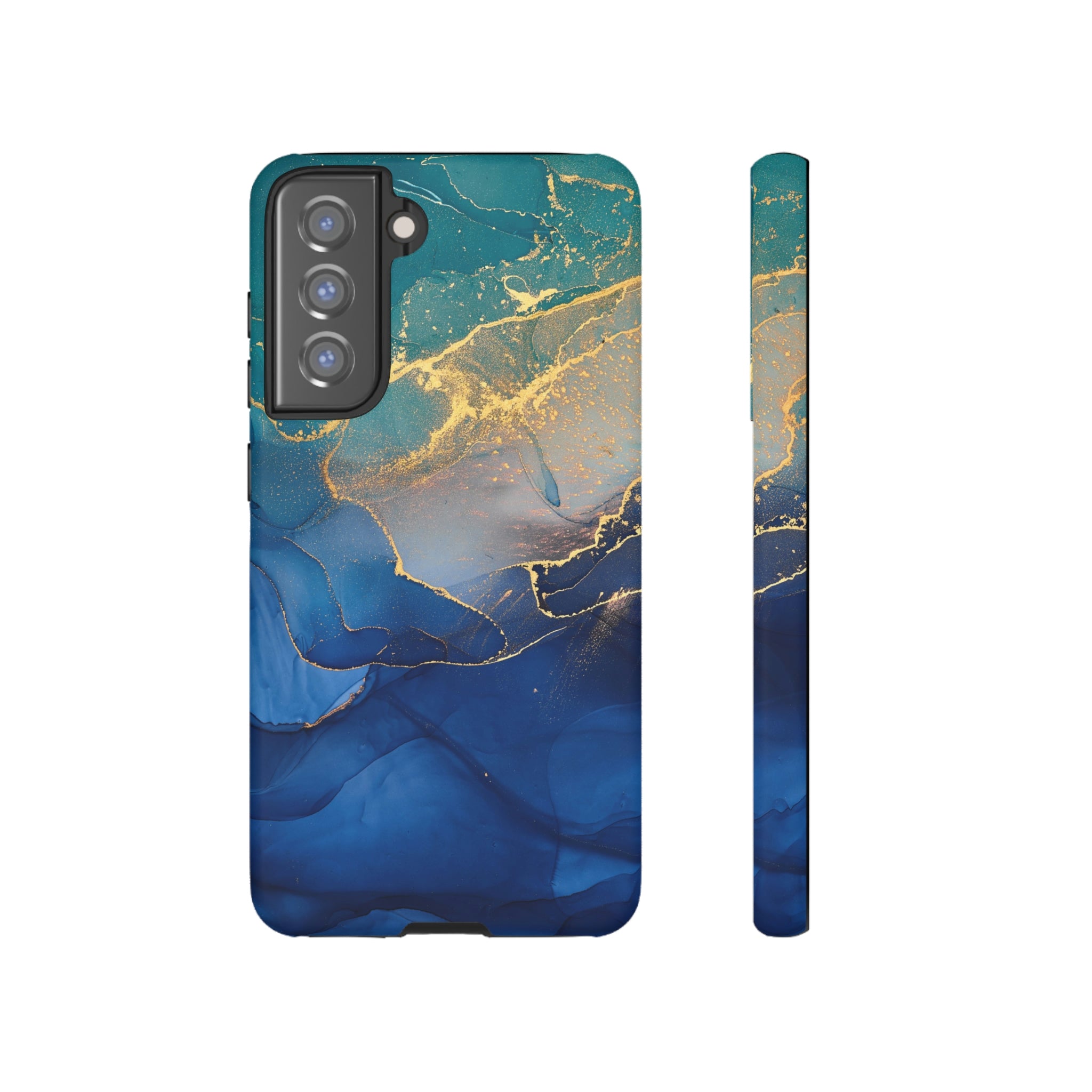 Blue Alcohol Ink Android Case (Protective) Samsung Galaxy S21 FE Matte Phone Case