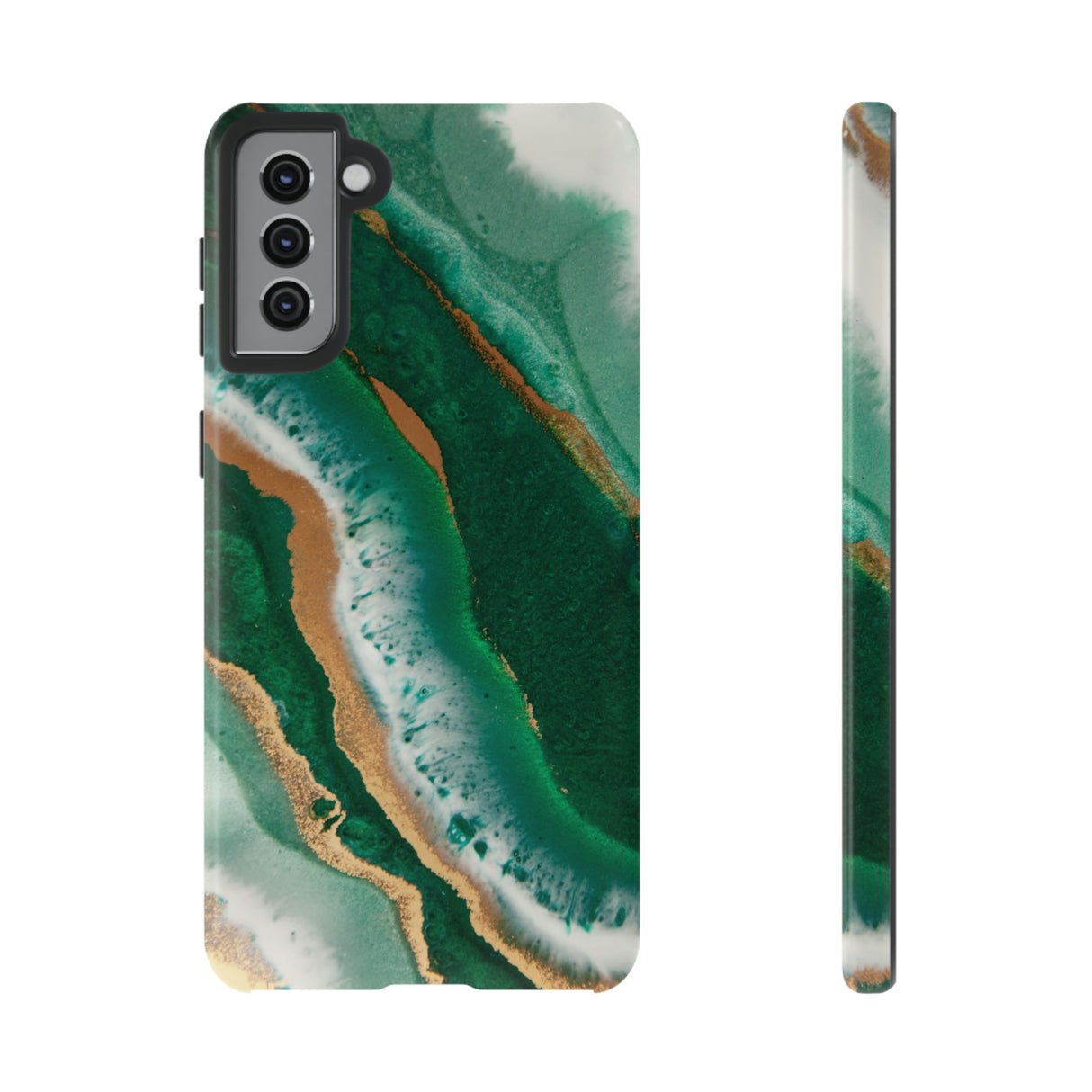 Green & Gold Epoxy Android Case (Protective) Samsung Galaxy S21 Plus Glossy Phone Case