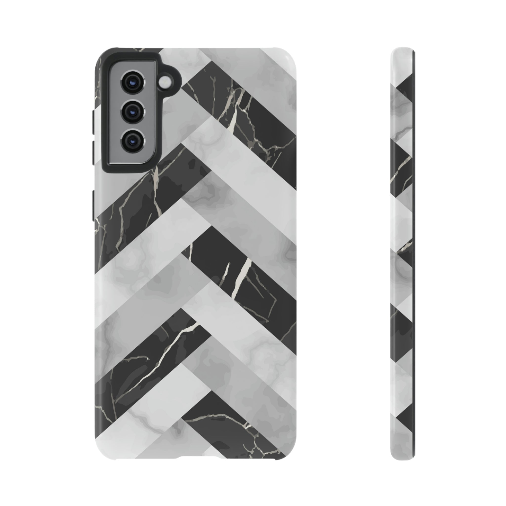 Grey Herringbone Android Case (Protective) Samsung Galaxy S21 Plus Glossy Phone Case