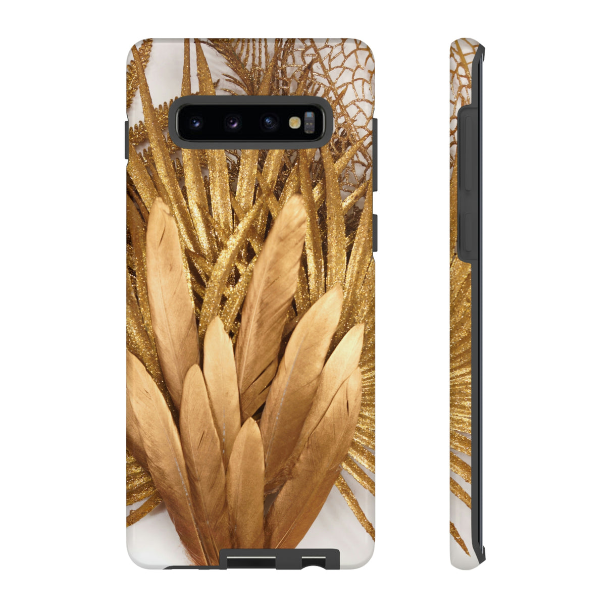 Gold Feather Android Case (Protective) Samsung Galaxy S10 Plus Glossy Phone Case