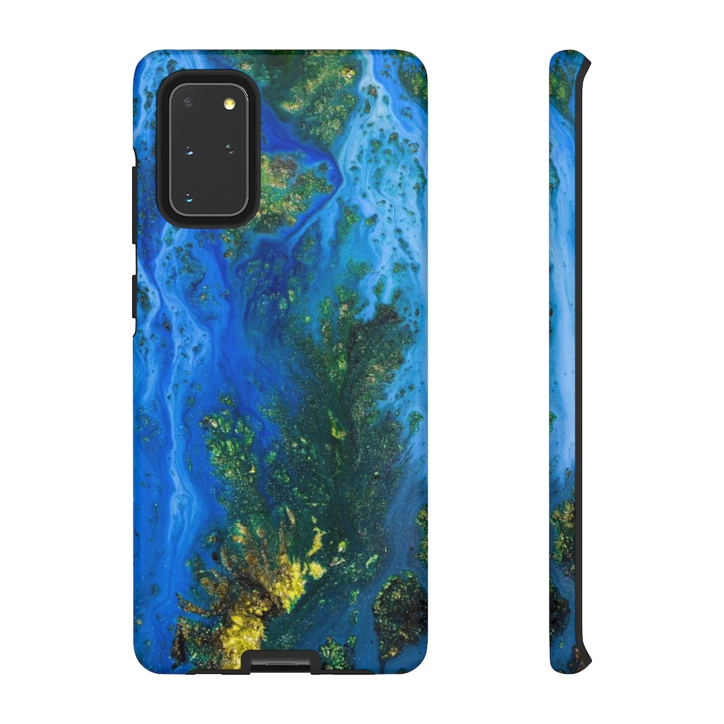 Blue Globe Ink Art Android Case (Protective) Samsung Galaxy S20+ Matte Phone Case