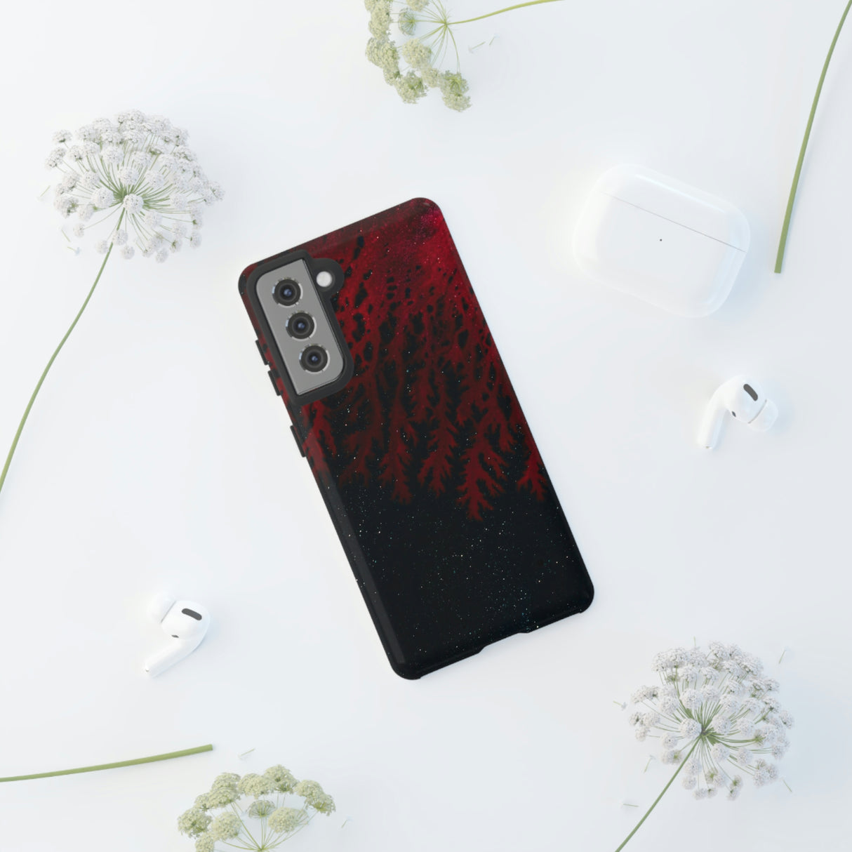 Dark Red Space Ink Art Android Case (Protective) Phone Case