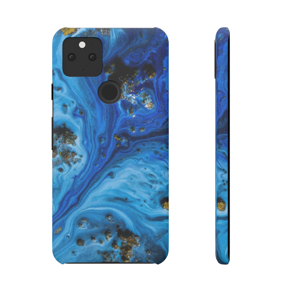 Blue Ice Melt Ink Art Android Case (Slim) Google Pixel 5 Matte Phone Case