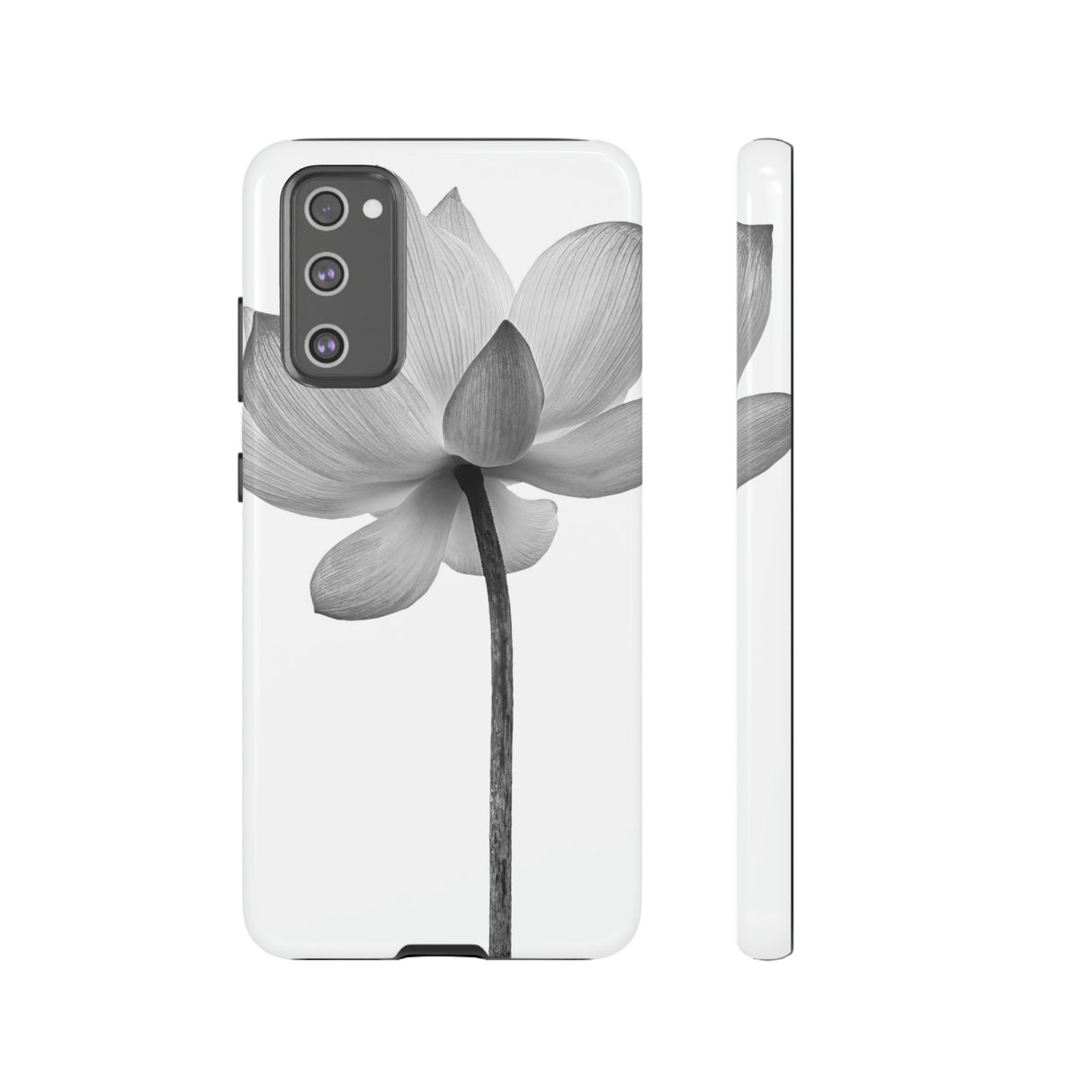 Black White Lotus Android Case (Protective) Samsung Galaxy S20 FE Glossy Phone Case