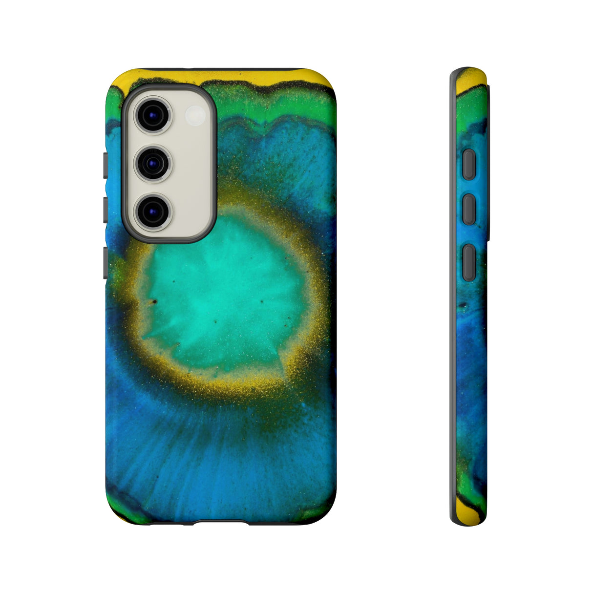 Neon Blue Ink Art Android Case (Protective) Samsung Galaxy S23 Glossy Phone Case