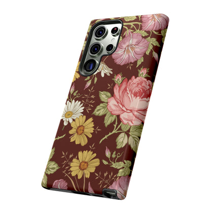 Dark red Vintage Flower Samsung Case (Protective) Phone Case