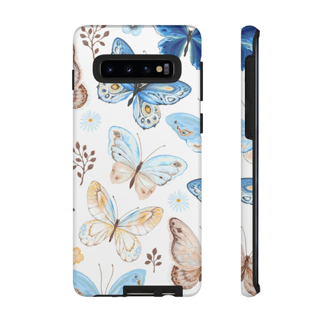 Flying Butterflies, Blue and Yellow Samsung Case (Protective) Samsung Galaxy S10 Matte Phone Case