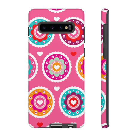 Retro Pink Red Flower Samsung Case (Protective) Samsung Galaxy S10 Plus Matte Phone Case