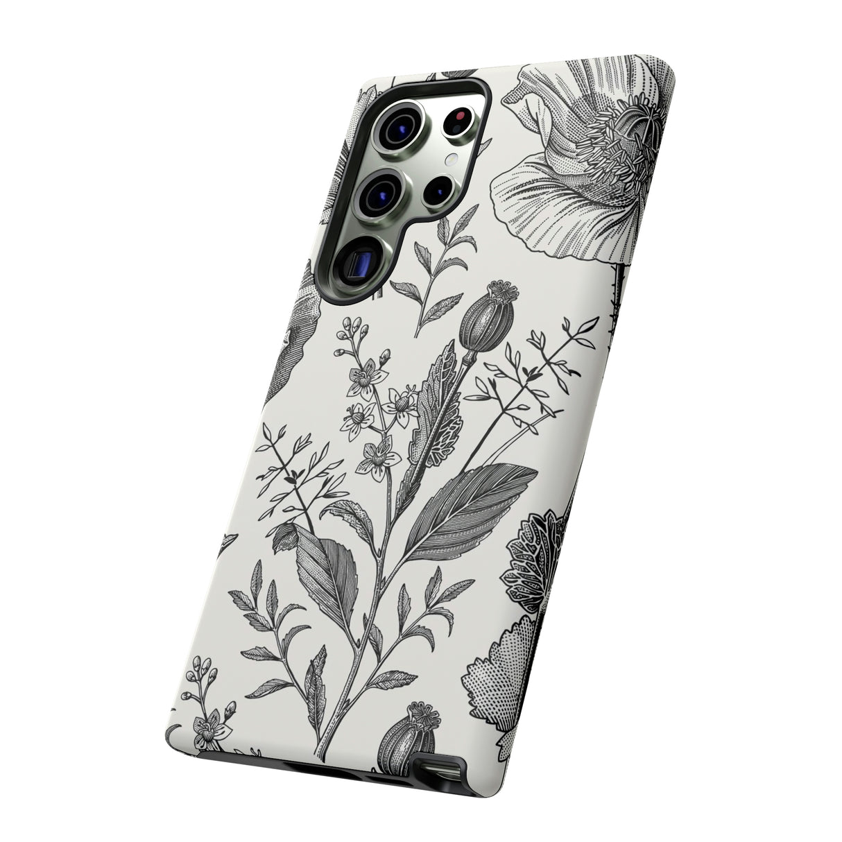 Poppy Gray Vintage Flower Samsung Case (Protective) Phone Case