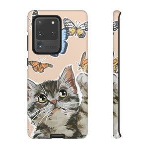 Cute Cat Butterflies Android Case (Protective) Samsung Galaxy S20 Ultra Matte Phone Case