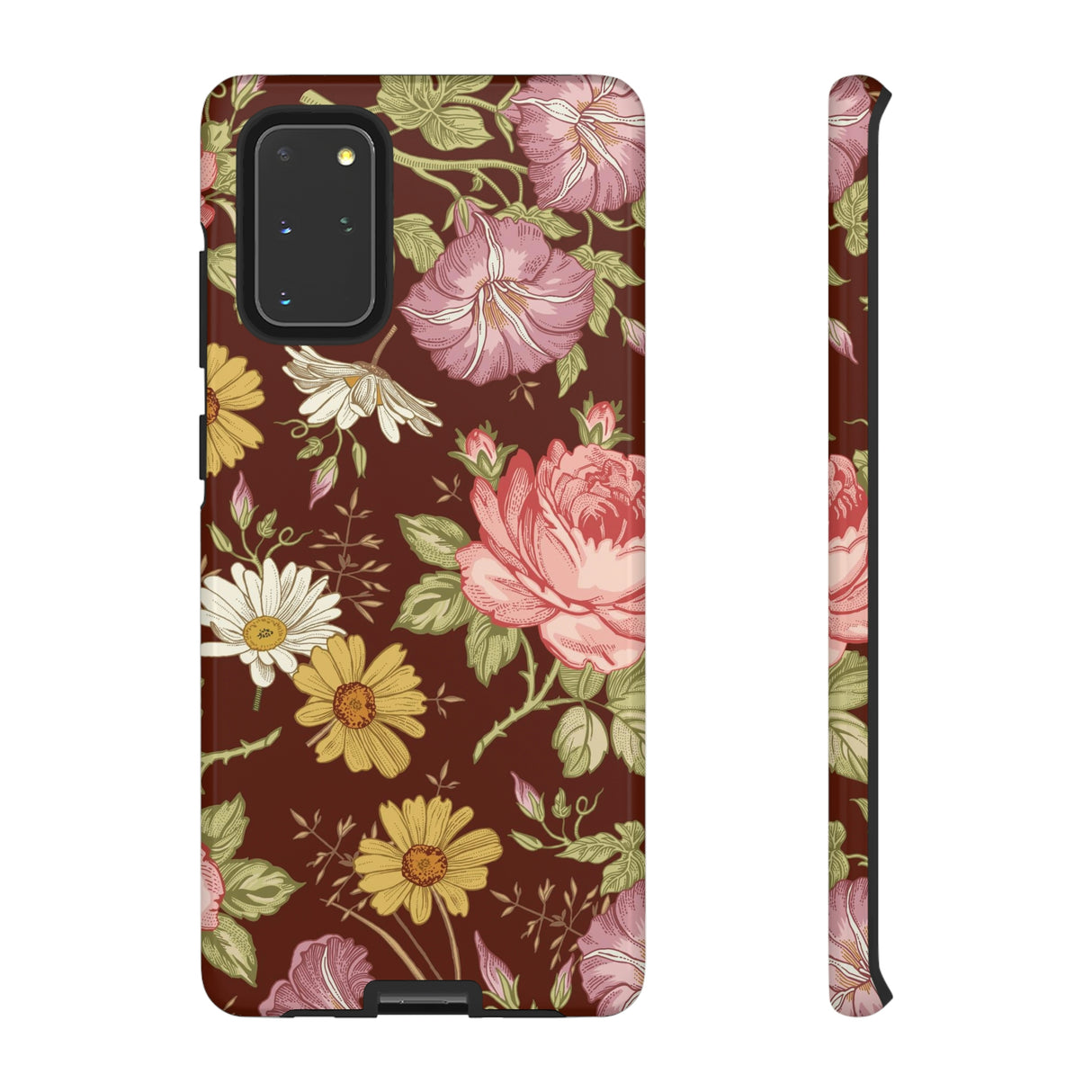 Dark red Vintage Flower Samsung Case (Protective) Samsung Galaxy S20+ Glossy Phone Case