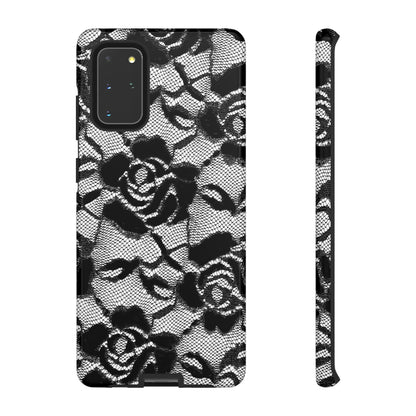 Black Rose Lace Gothic Flower Samsung Case (Protective) Samsung Galaxy S20+ Glossy Phone Case