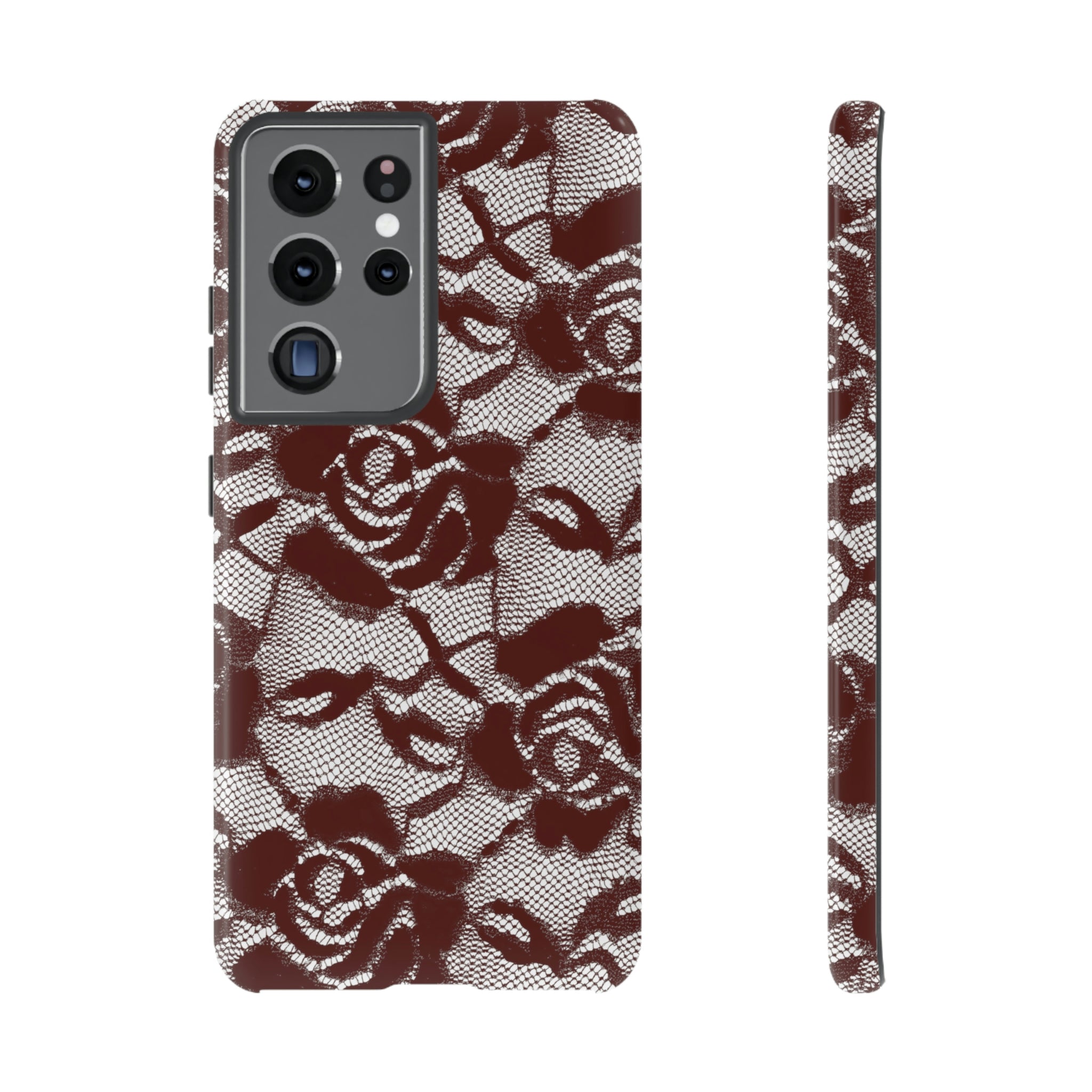 Red Rose Lace Gothic Flower Samsung Case (Protective) Samsung Galaxy S21 Ultra Glossy Phone Case