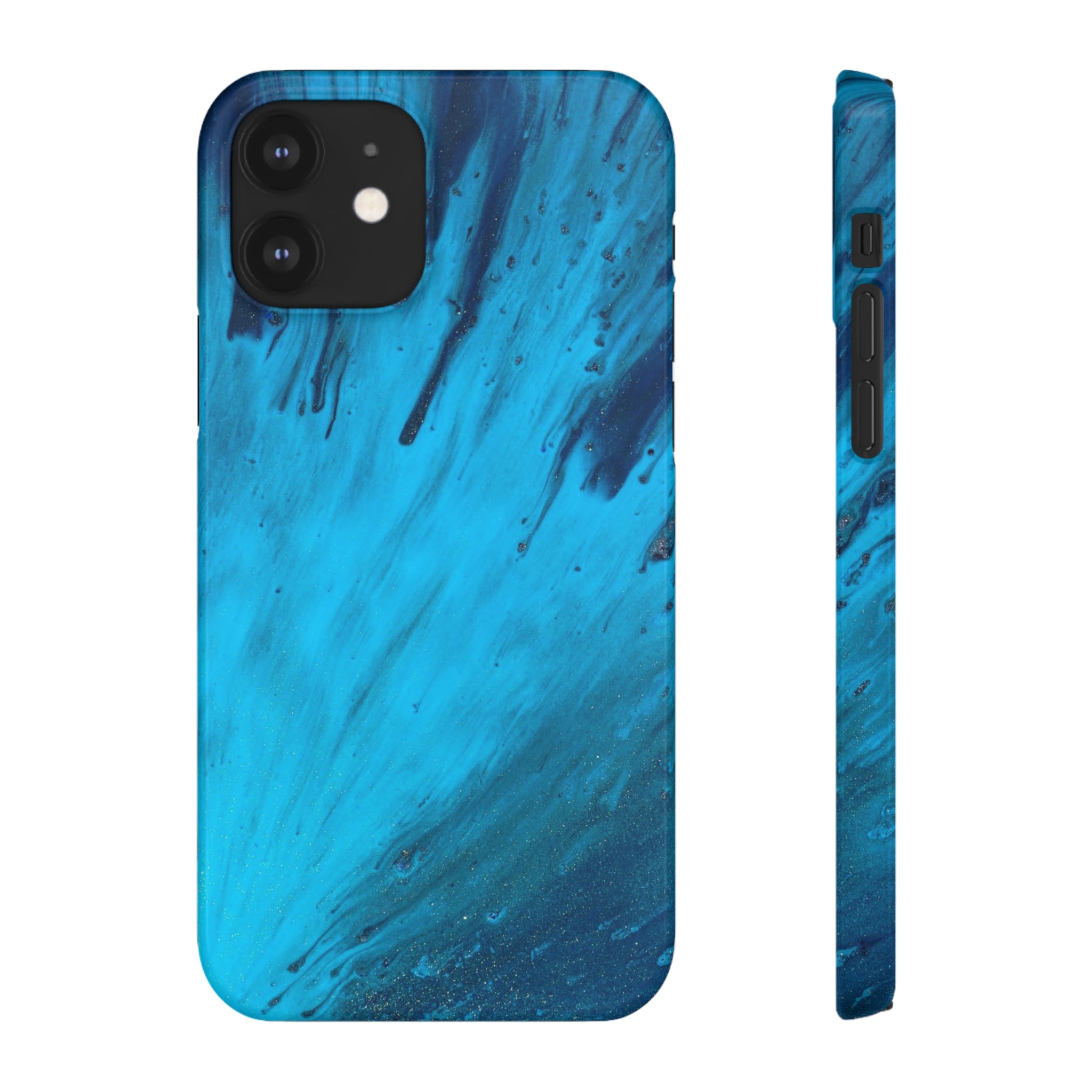 Light Blue Ink Art iPhone Case (Slim) iPhone 12 Glossy Phone Case