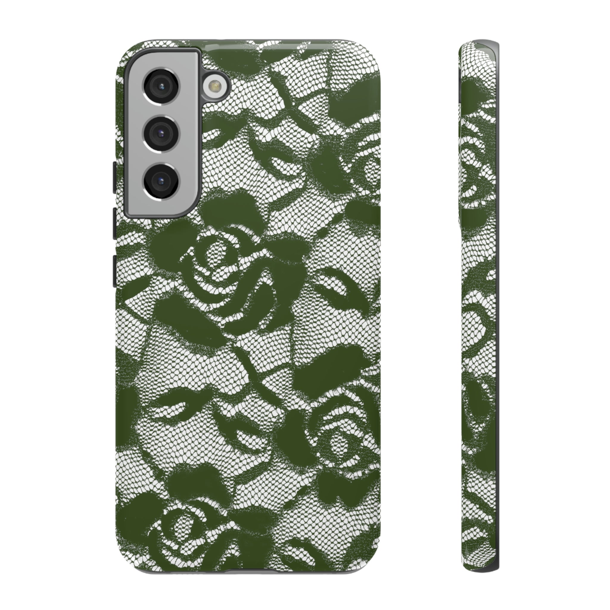 Green Rose Lace Gothic Flower Samsung Case (Protective) Samsung Galaxy S22 Plus Glossy Phone Case