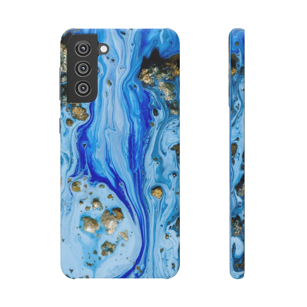 Blue Ice Ink Art Android Case (Slim) Samsung Galaxy S21 Plus Glossy Phone Case