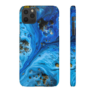 Blue Ice Melt Ink Art iPhone Case (Slim) iPhone 11 Pro Max Glossy Phone Case