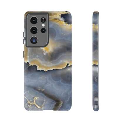 Marble Blue Gold Android Case (Protective) Samsung Galaxy S21 Ultra Matte Phone Case