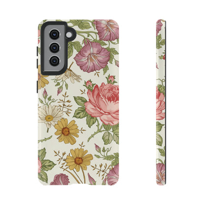 Fabric Vintage Flower Samsung Case (Protective) Samsung Galaxy S21 Glossy Phone Case