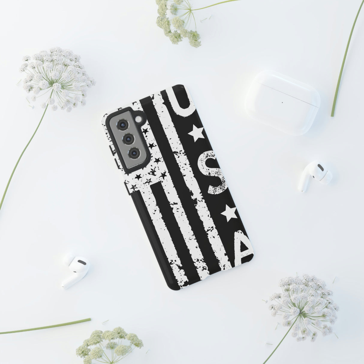 Black n White U.S Flag Android Case (Protective) Phone Case