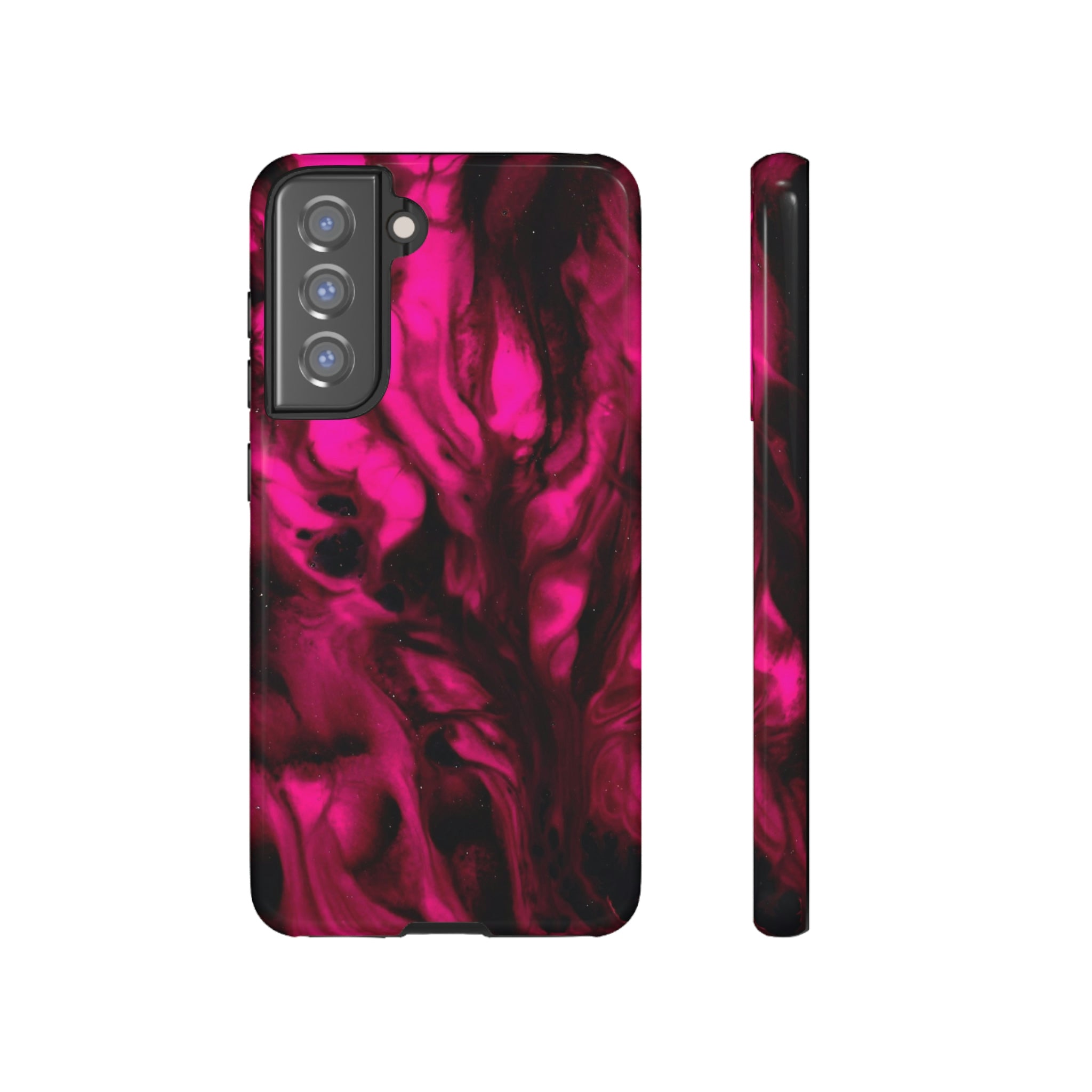 Bright Pink Ink Art Android Case (Protective) Samsung Galaxy S21 FE Glossy Phone Case