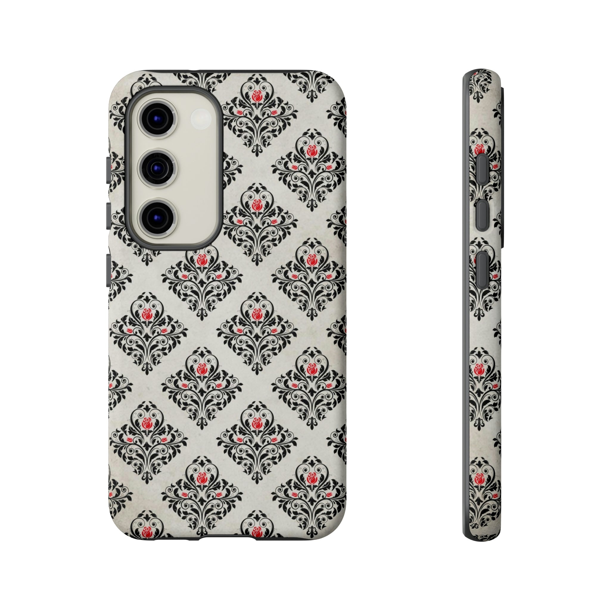 Grey Rose Gothic Flower Samsung Case (Protective) Samsung Galaxy S23 Matte Phone Case