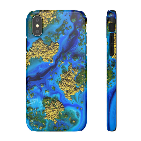 Blue Clear Ocean Ink Art iPhone Case (Slim) iPhone XS Glossy Phone Case