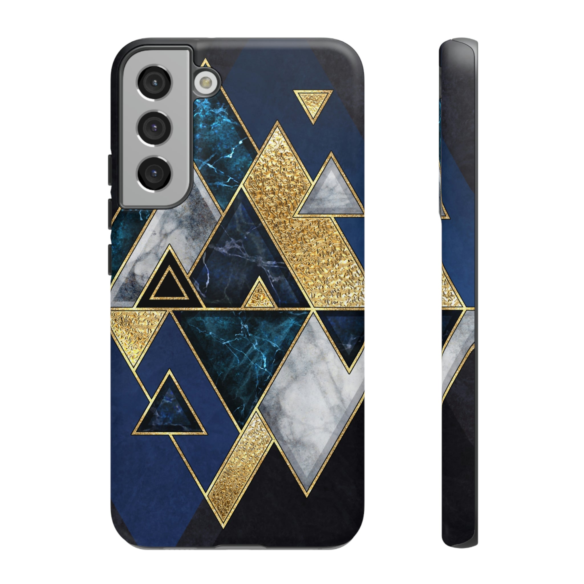 Dark Blue Geometric Android Case (Protective) Samsung Galaxy S22 Plus Matte Phone Case