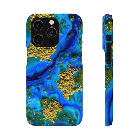 Blue Clear Ocean Ink Art iPhone Case (Slim) iPhone 14 Pro Matte Phone Case