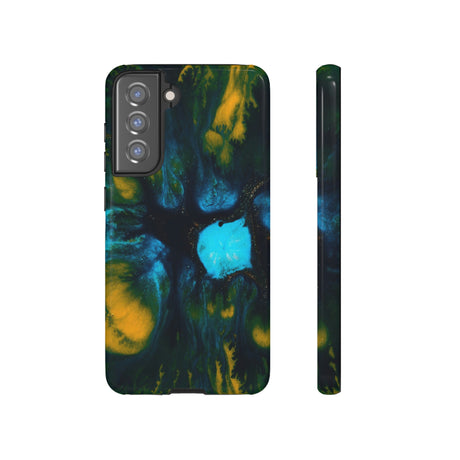 Blue Flower Ink Art Android Case (Protective) Samsung Galaxy S21 FE Glossy Phone Case