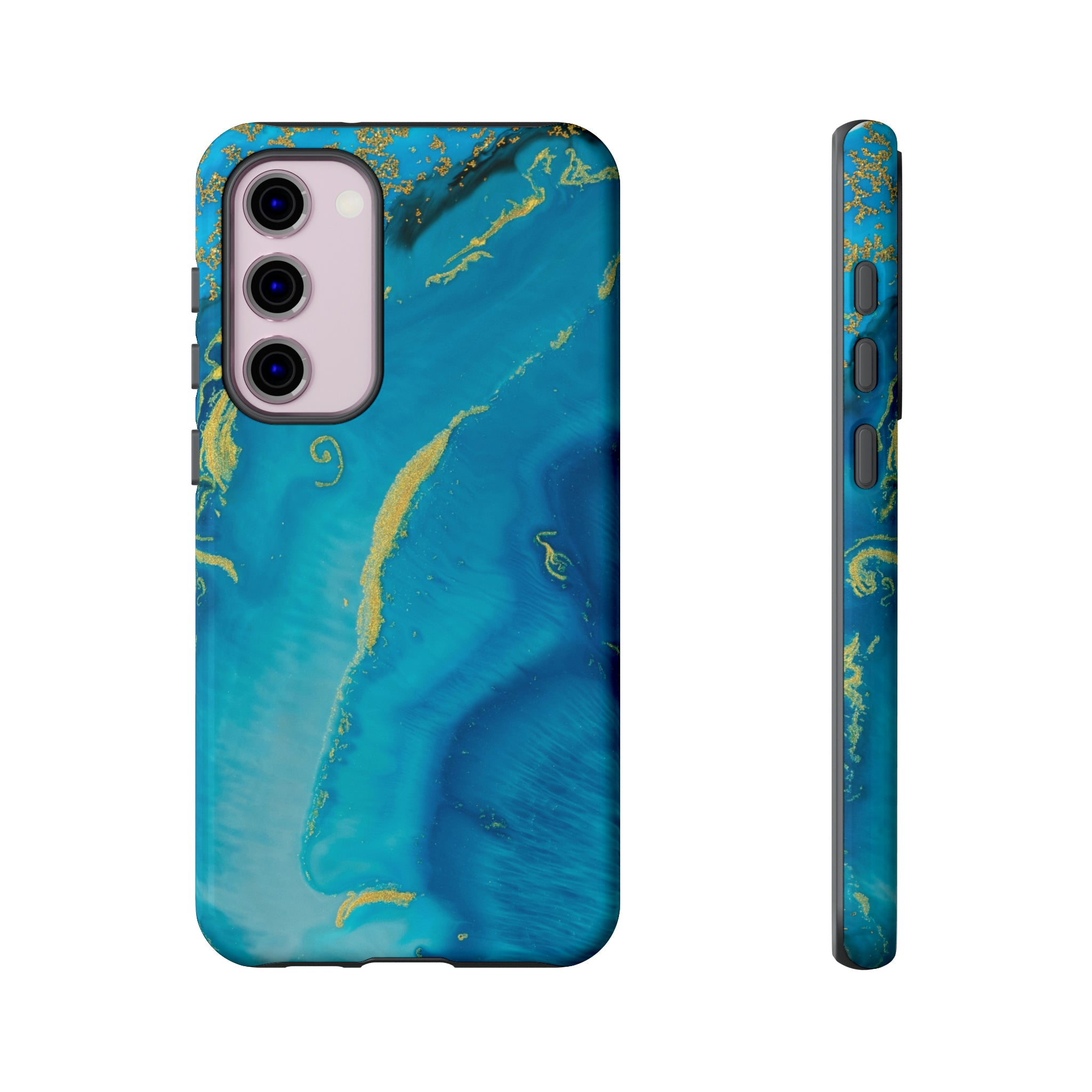 Blue Watercolor Android Case (Protective) Samsung Galaxy S23 Plus Glossy Phone Case