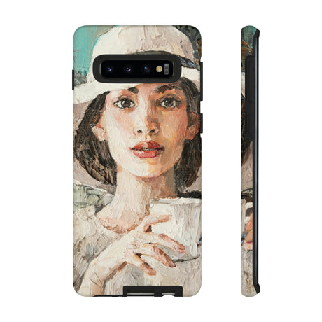 Lady White Hat Android Case (Protective) Samsung Galaxy S10 Glossy Phone Case